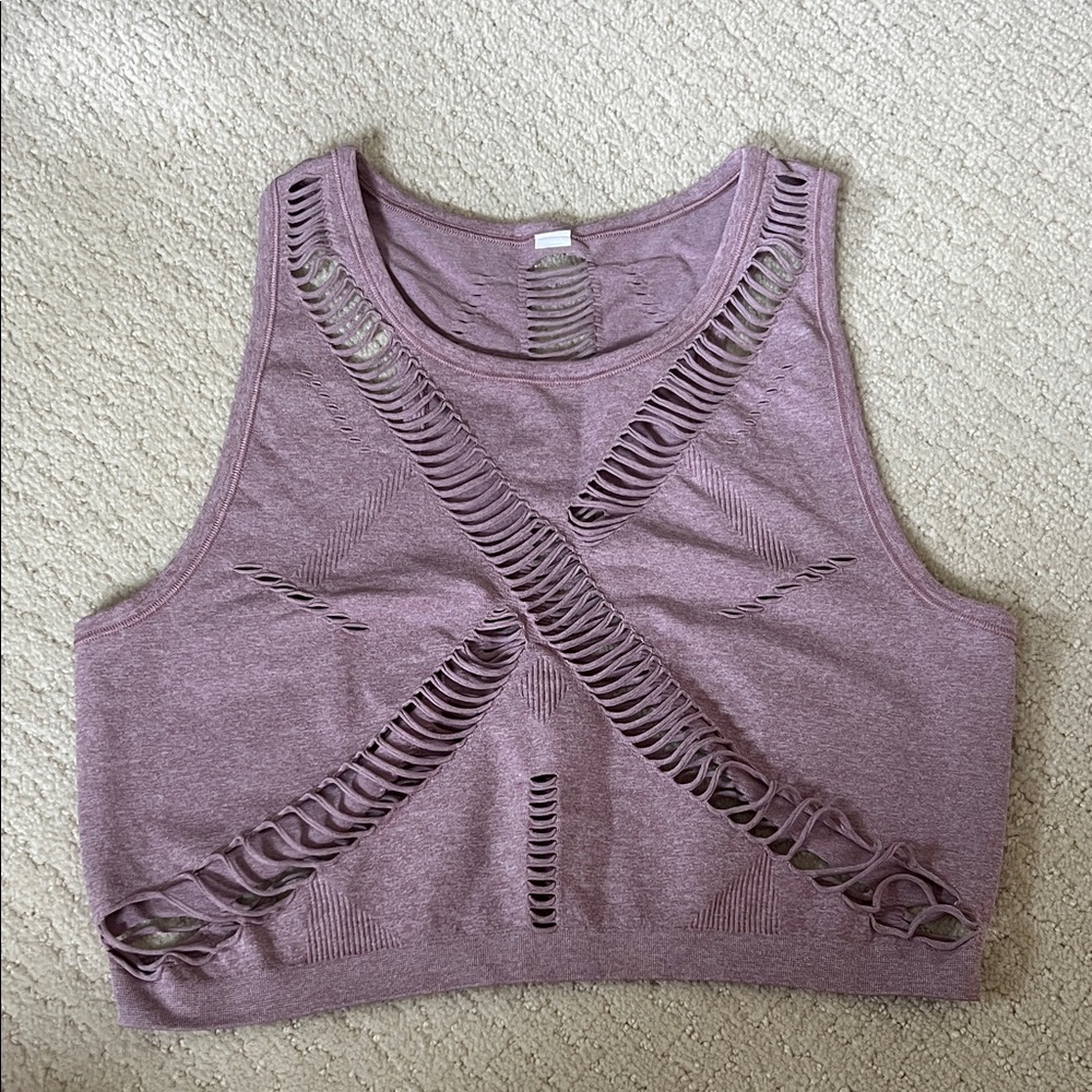 ALO Yoga Mauve Distressed Tank Top